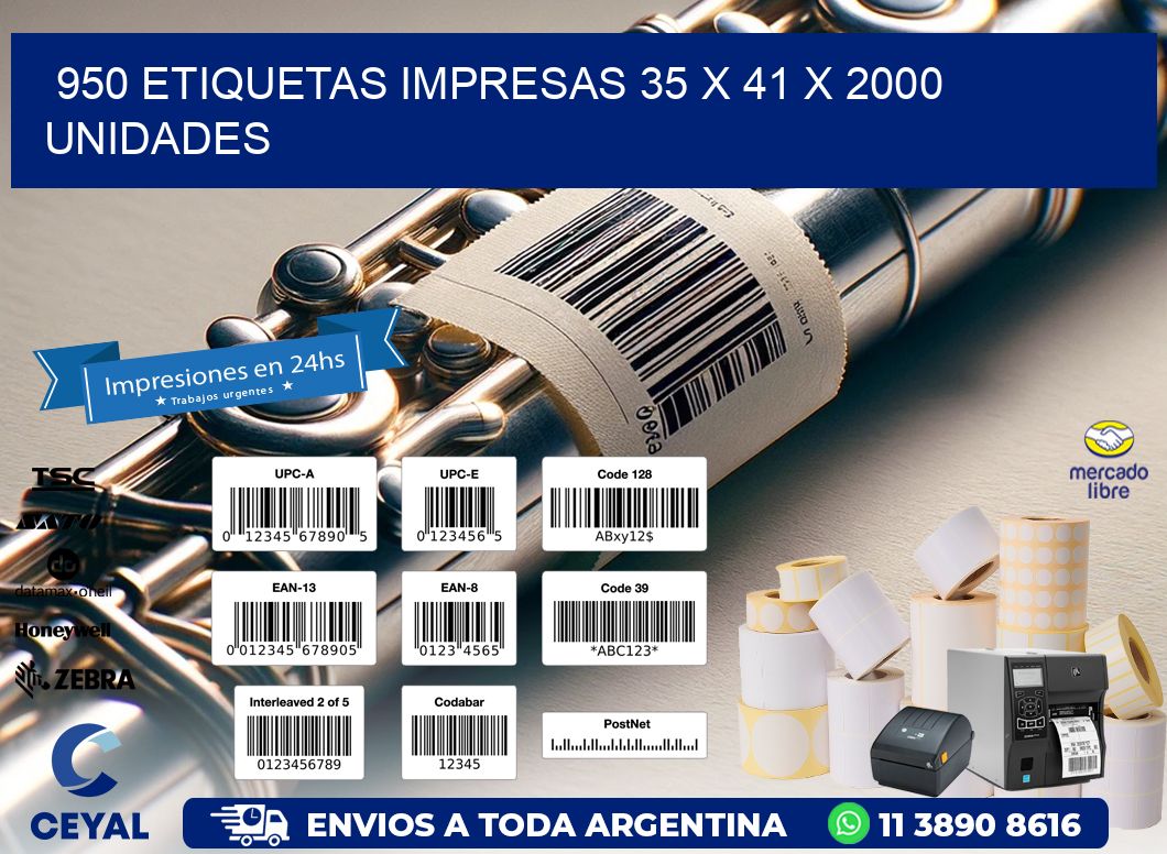 950 ETIQUETAS IMPRESAS 35 x 41 X 2000 UNIDADES