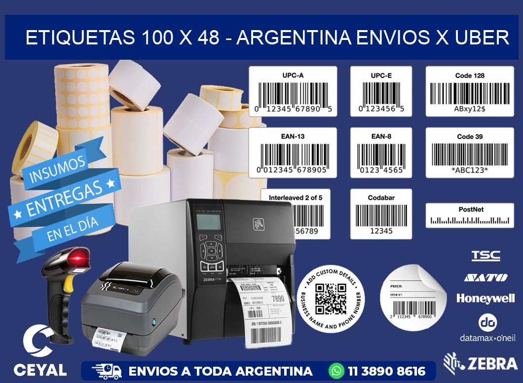 ETIQUETAS 100 x 48 - ARGENTINA ENVIOS X UBER