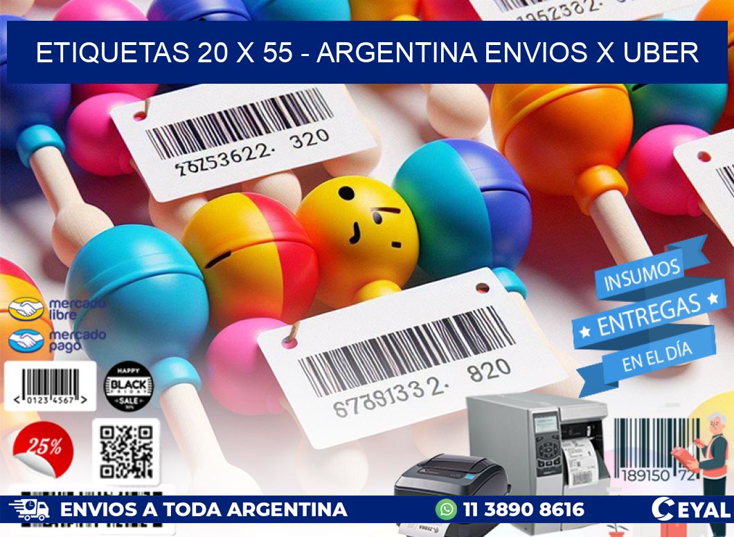 ETIQUETAS 20 x 55 - ARGENTINA ENVIOS X UBER