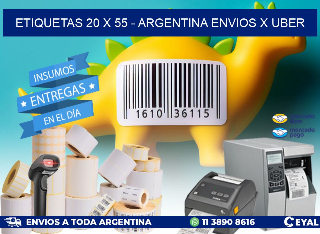 ETIQUETAS 20 x 55 - ARGENTINA ENVIOS X UBER