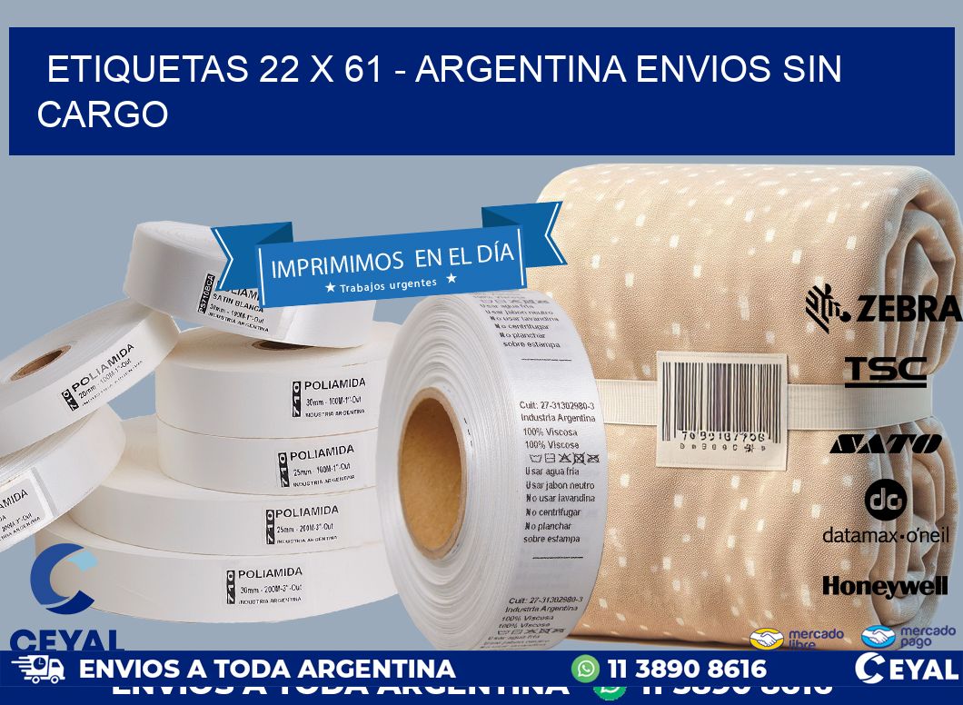 ETIQUETAS 22 x 61 - ARGENTINA ENVIOS SIN CARGO