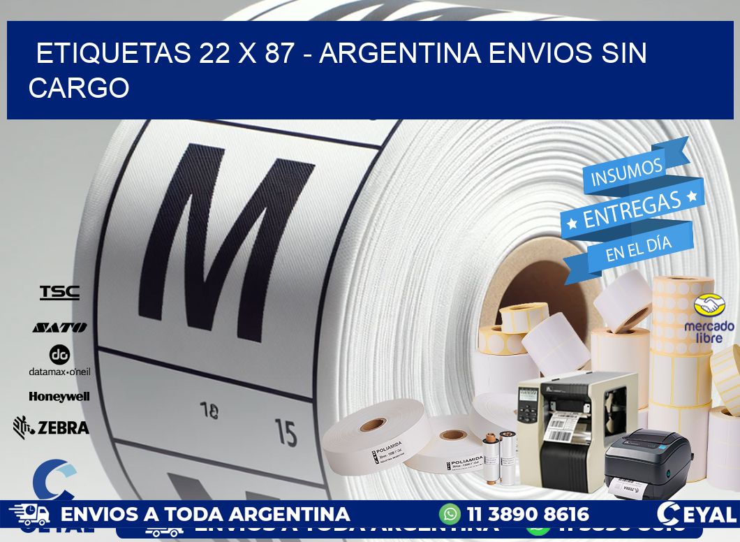 ETIQUETAS 22 x 87 - ARGENTINA ENVIOS SIN CARGO