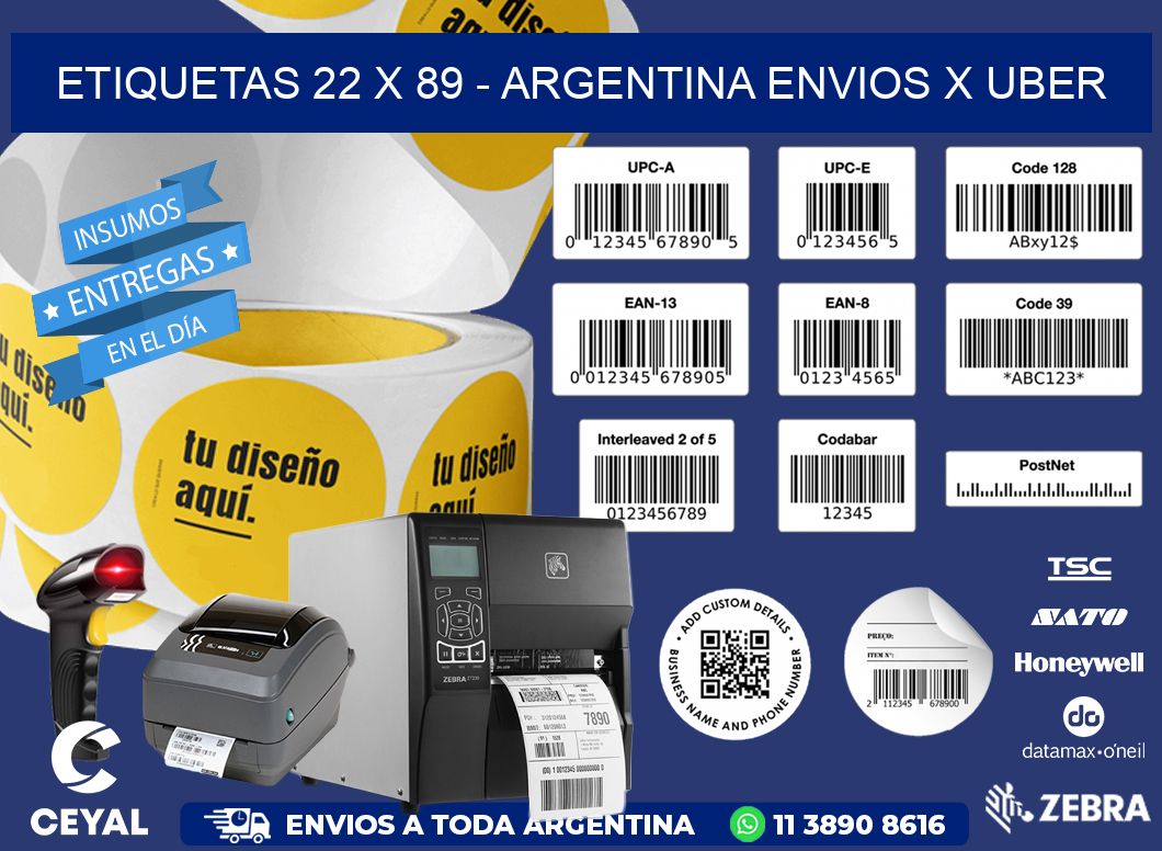 ETIQUETAS 22 x 89 - ARGENTINA ENVIOS X UBER