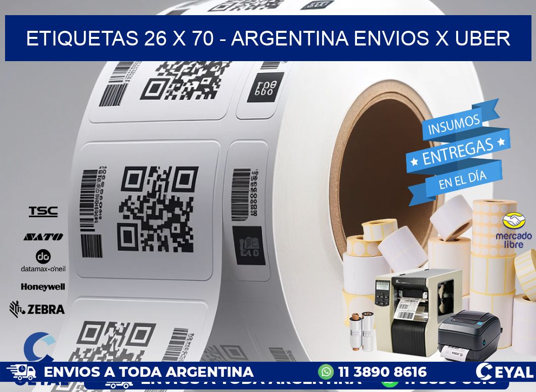 ETIQUETAS 26 x 70 - ARGENTINA ENVIOS X UBER