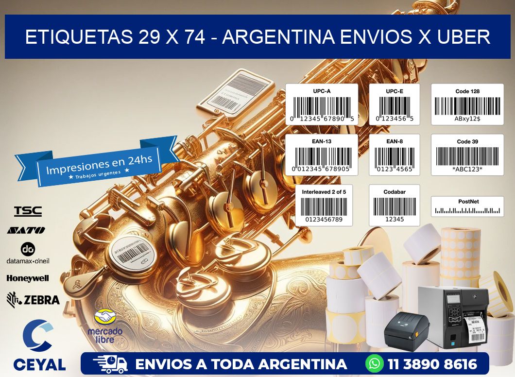 ETIQUETAS 29 x 74 - ARGENTINA ENVIOS X UBER