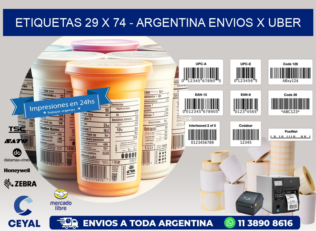 ETIQUETAS 29 x 74 - ARGENTINA ENVIOS X UBER