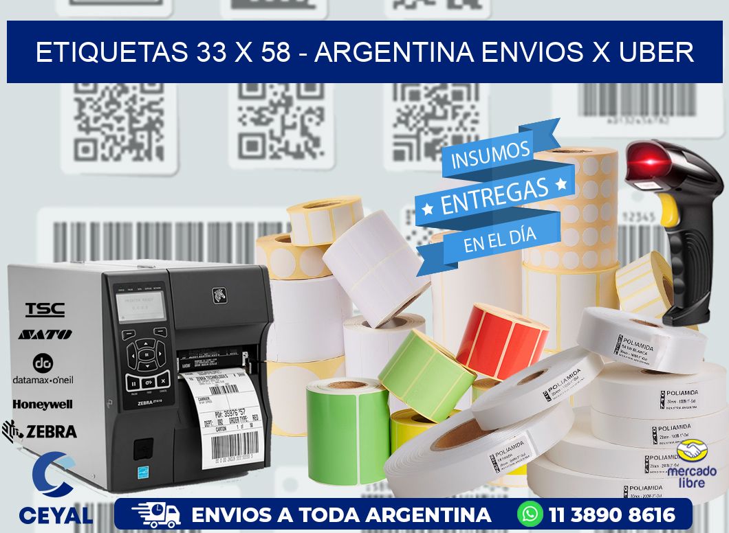 ETIQUETAS 33 x 58 - ARGENTINA ENVIOS X UBER