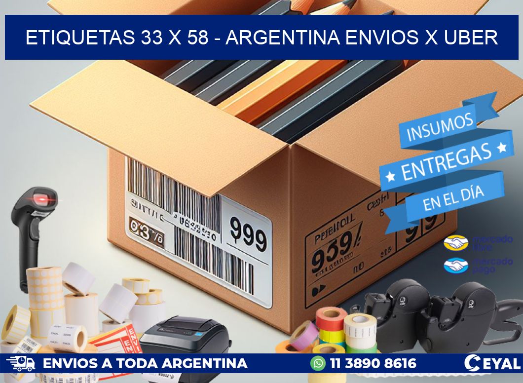 ETIQUETAS 33 x 58 - ARGENTINA ENVIOS X UBER