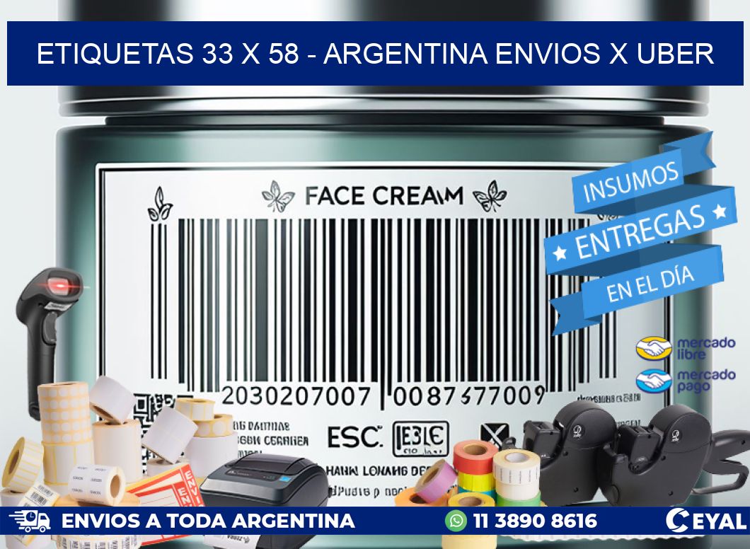 ETIQUETAS 33 x 58 - ARGENTINA ENVIOS X UBER