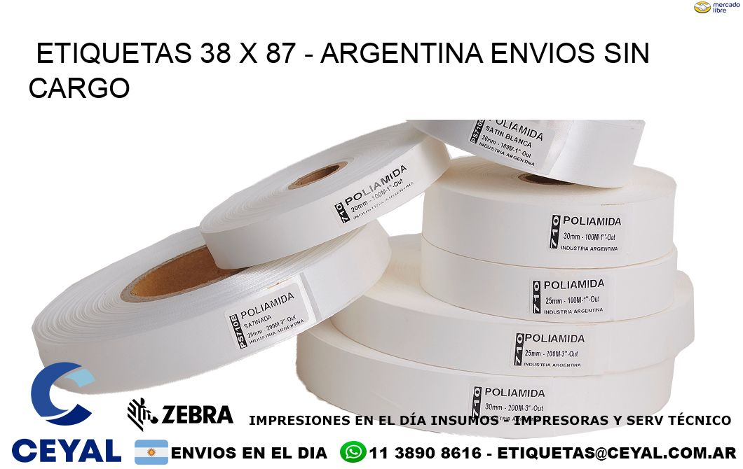 ETIQUETAS 38 x 87 - ARGENTINA ENVIOS SIN CARGO