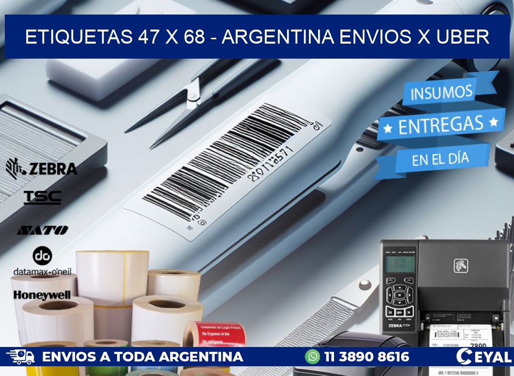 ETIQUETAS 47 x 68 - ARGENTINA ENVIOS X UBER