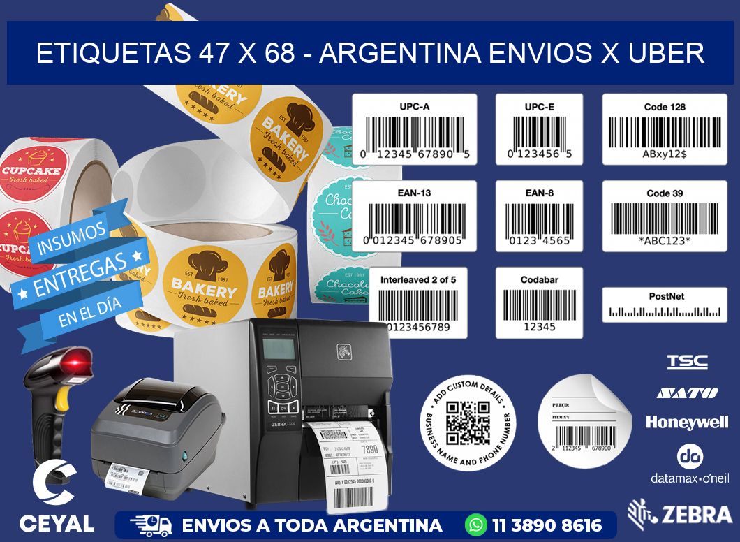 ETIQUETAS 47 x 68 - ARGENTINA ENVIOS X UBER