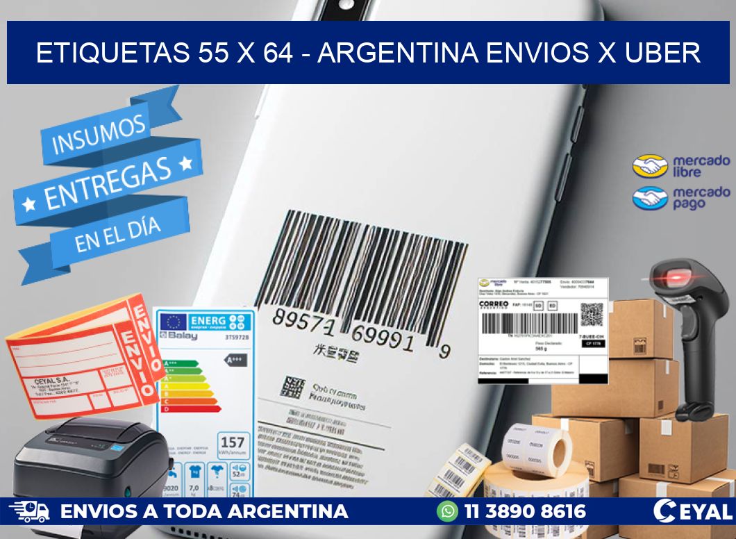 ETIQUETAS 55 x 64 - ARGENTINA ENVIOS X UBER