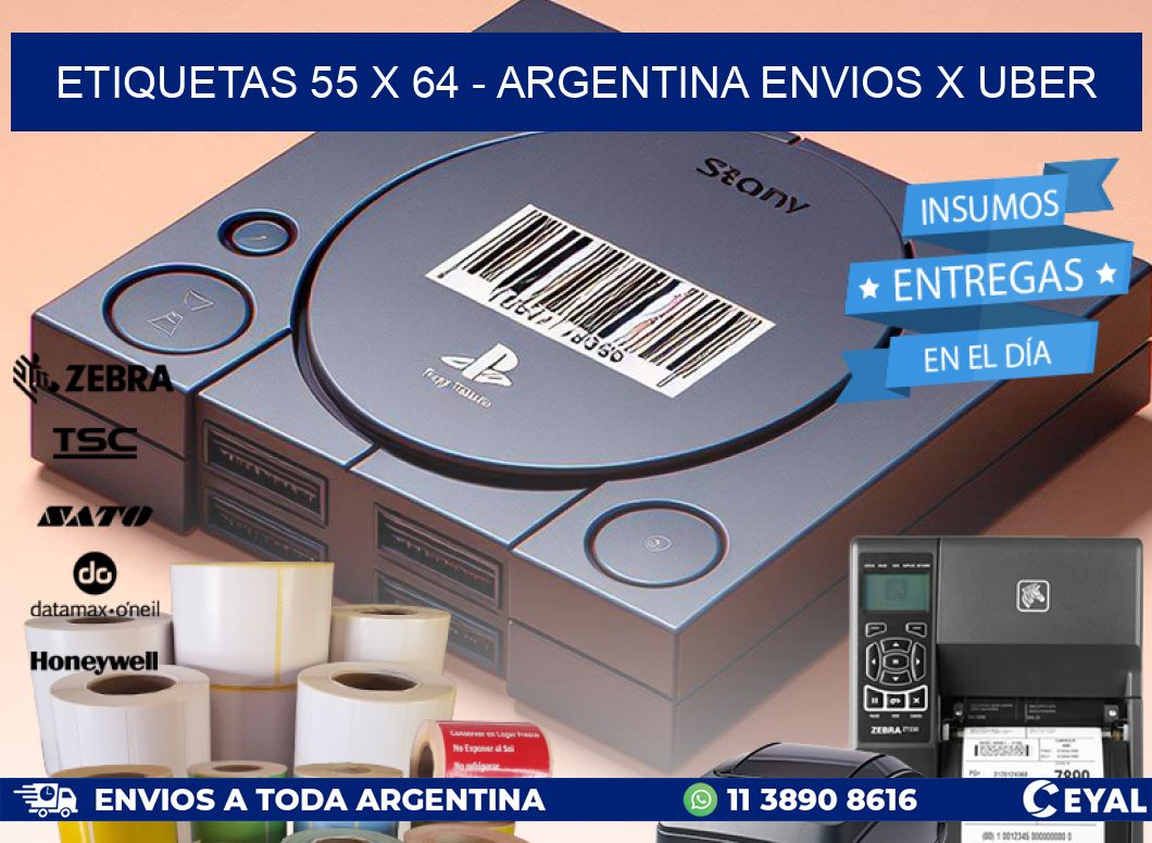 ETIQUETAS 55 x 64 - ARGENTINA ENVIOS X UBER