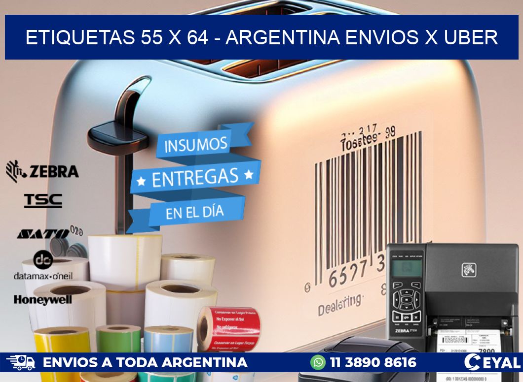 ETIQUETAS 55 x 64 - ARGENTINA ENVIOS X UBER