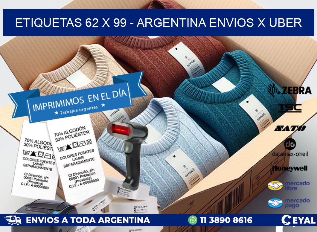 ETIQUETAS 62 x 99 - ARGENTINA ENVIOS X UBER