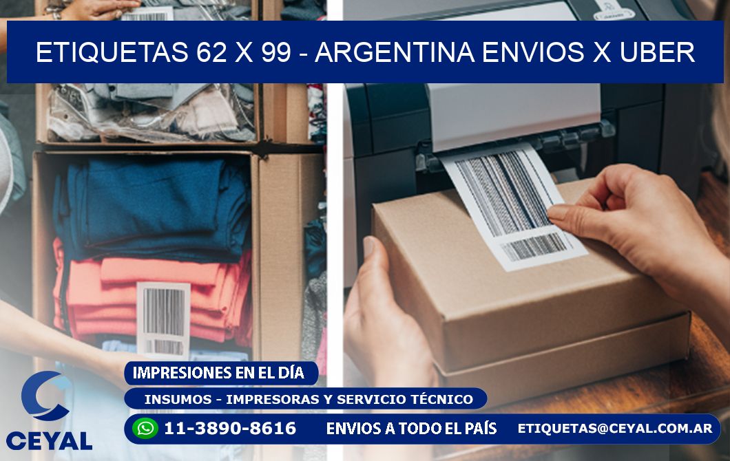 ETIQUETAS 62 x 99 - ARGENTINA ENVIOS X UBER