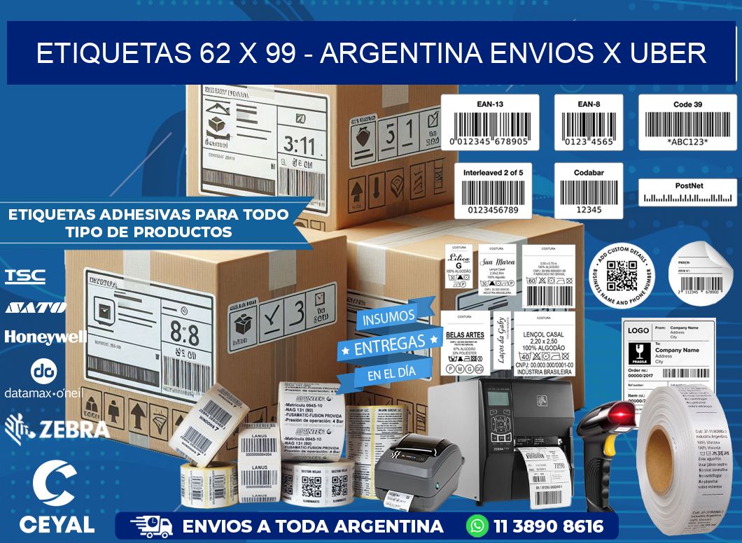 ETIQUETAS 62 x 99 - ARGENTINA ENVIOS X UBER