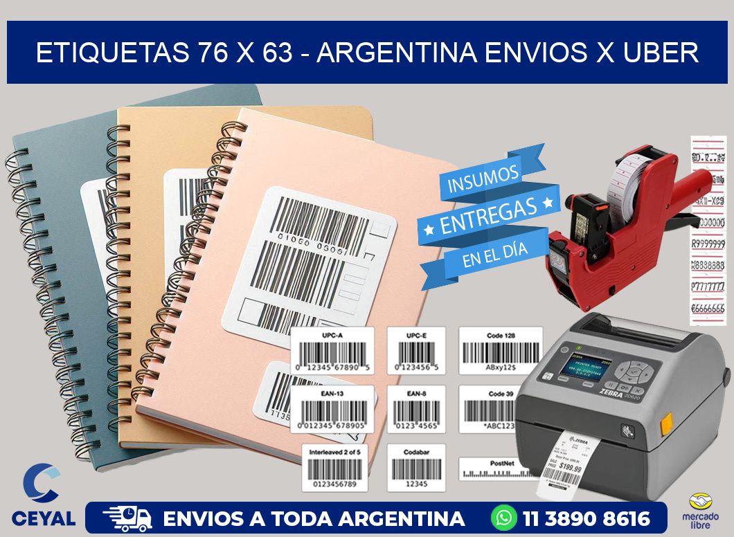 ETIQUETAS 76 x 63 - ARGENTINA ENVIOS X UBER