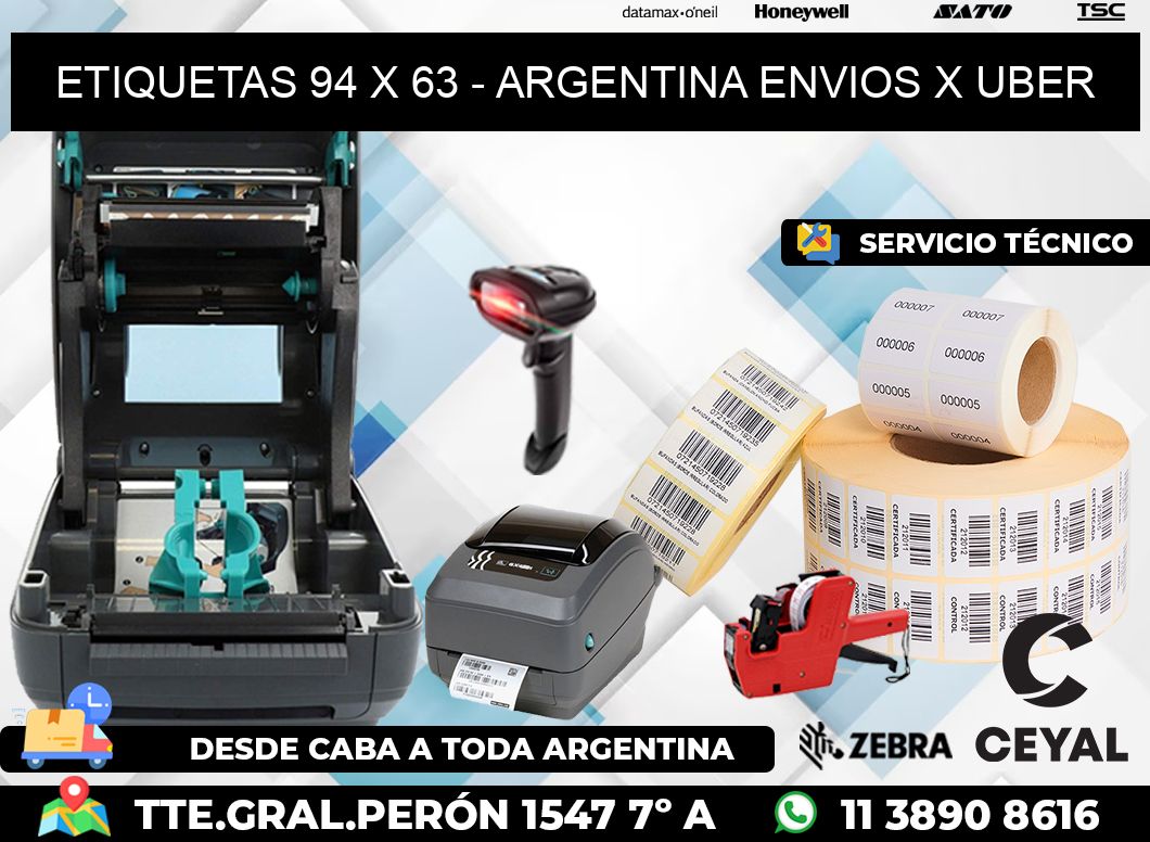 ETIQUETAS 94 x 63 - ARGENTINA ENVIOS X UBER