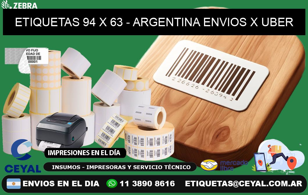 ETIQUETAS 94 x 63 - ARGENTINA ENVIOS X UBER