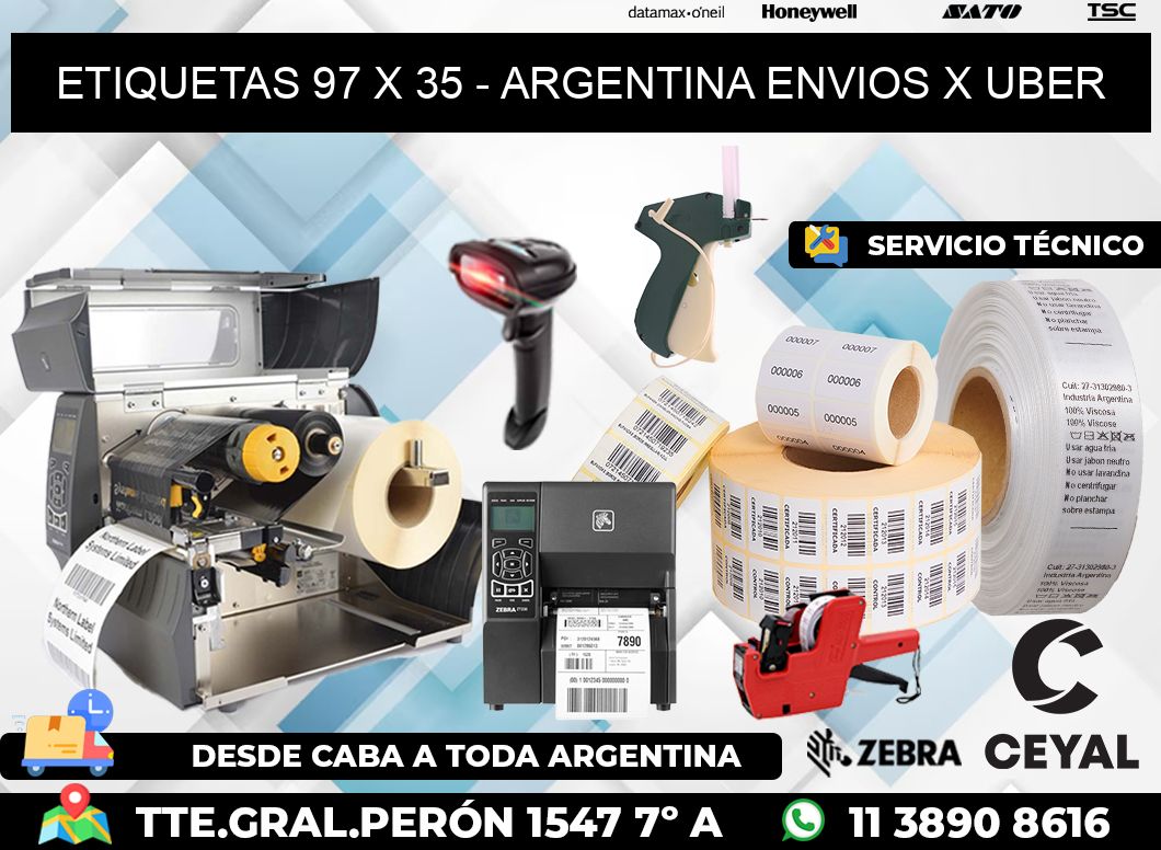 ETIQUETAS 97 x 35 - ARGENTINA ENVIOS X UBER