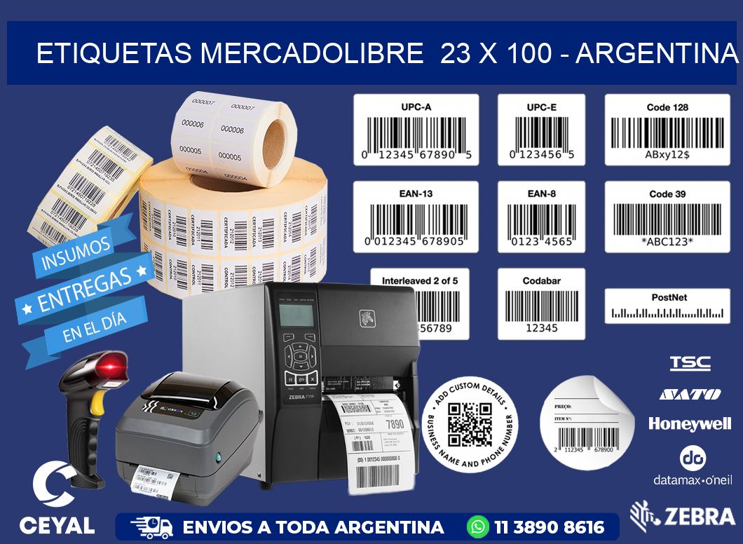 ETIQUETAS MERCADOLIBRE  23 x 100 - ARGENTINA