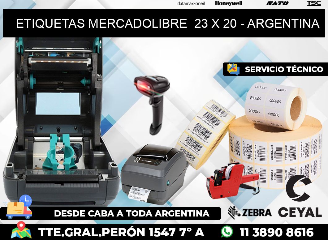 ETIQUETAS MERCADOLIBRE  23 x 20 - ARGENTINA