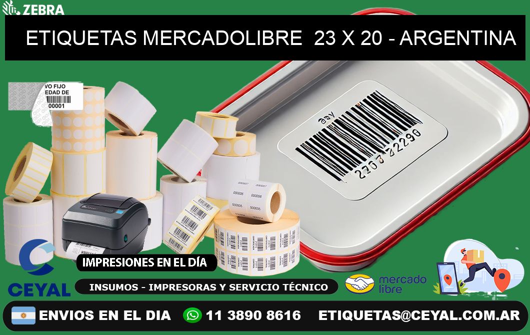 ETIQUETAS MERCADOLIBRE  23 x 20 - ARGENTINA