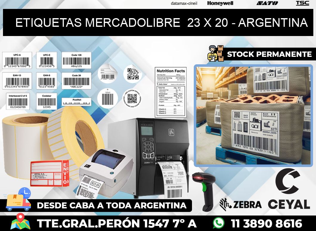 ETIQUETAS MERCADOLIBRE  23 x 20 – ARGENTINA