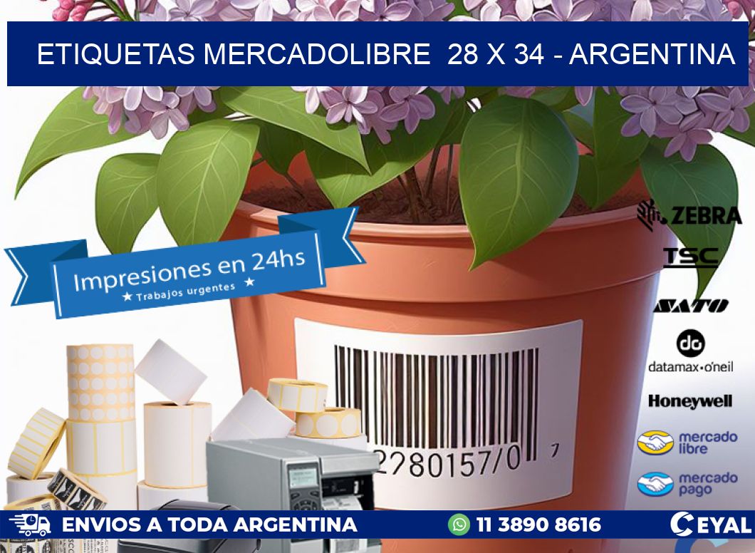 ETIQUETAS MERCADOLIBRE  28 x 34 - ARGENTINA