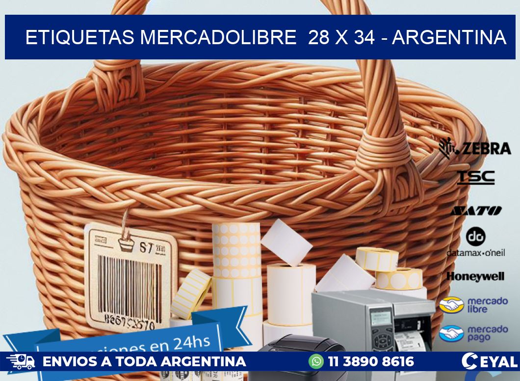 ETIQUETAS MERCADOLIBRE  28 x 34 - ARGENTINA