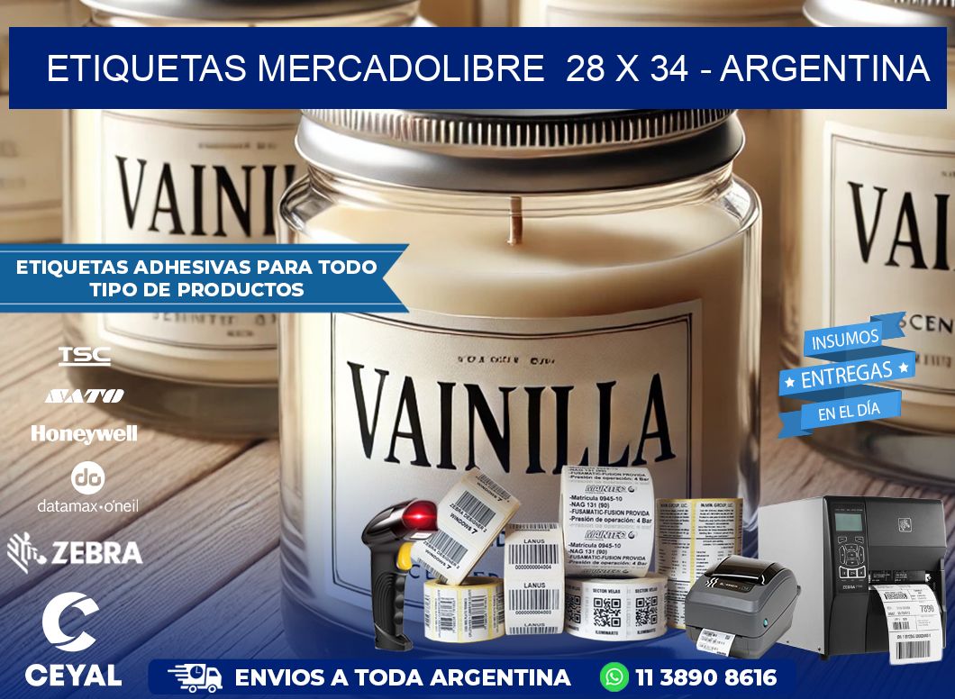 ETIQUETAS MERCADOLIBRE  28 x 34 - ARGENTINA