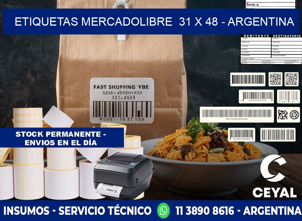 ETIQUETAS MERCADOLIBRE  31 x 48 - ARGENTINA