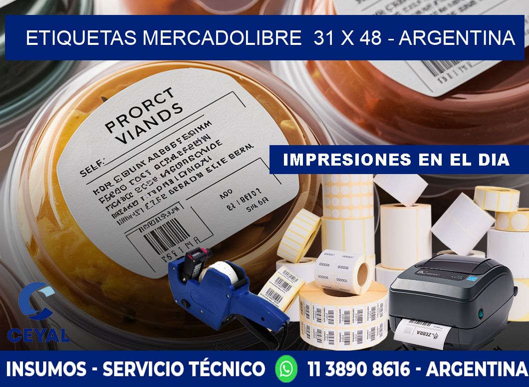 ETIQUETAS MERCADOLIBRE  31 x 48 - ARGENTINA