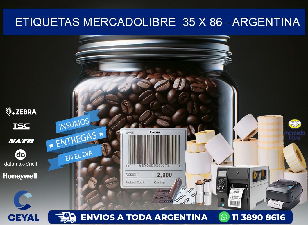 ETIQUETAS MERCADOLIBRE  35 x 86 - ARGENTINA