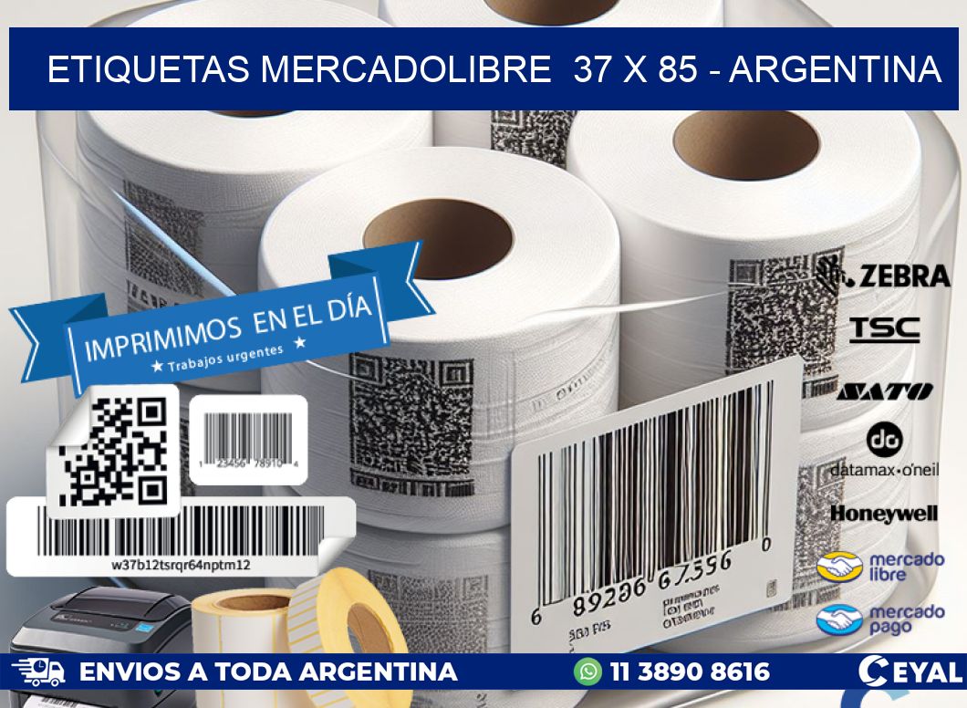 ETIQUETAS MERCADOLIBRE  37 x 85 - ARGENTINA