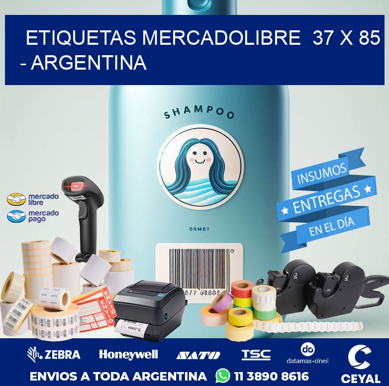 ETIQUETAS MERCADOLIBRE  37 x 85 - ARGENTINA