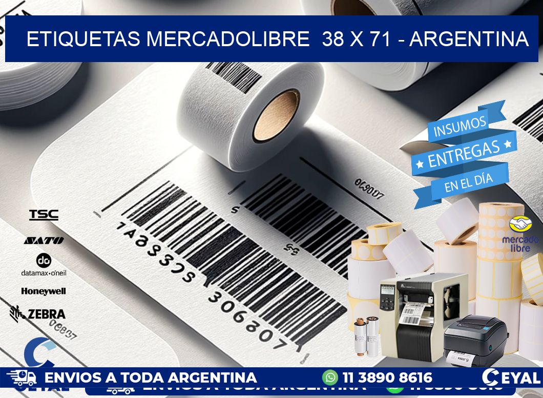 ETIQUETAS MERCADOLIBRE  38 x 71 - ARGENTINA