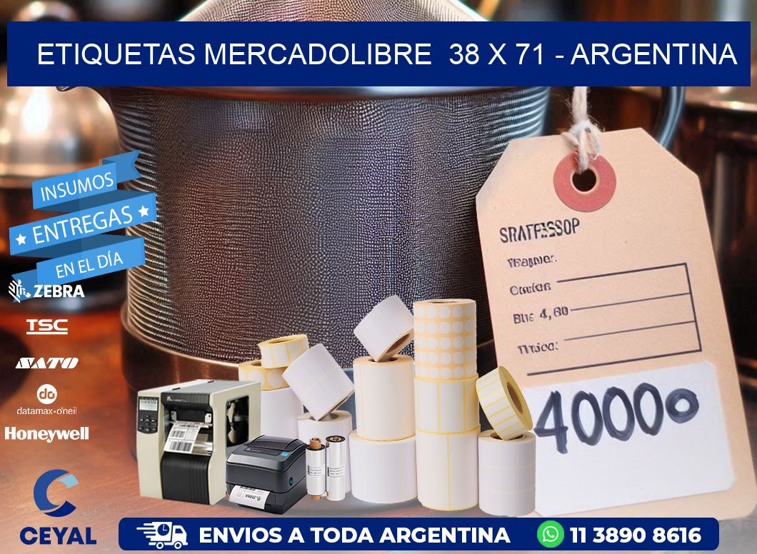ETIQUETAS MERCADOLIBRE  38 x 71 - ARGENTINA