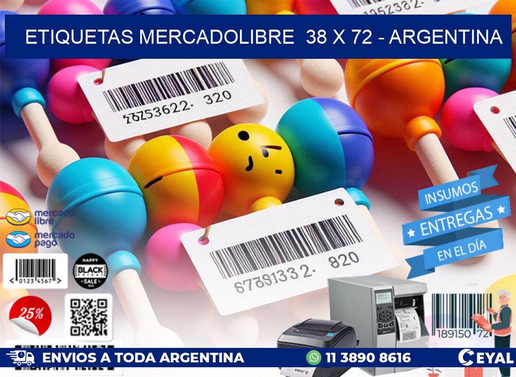 ETIQUETAS MERCADOLIBRE  38 x 72 - ARGENTINA