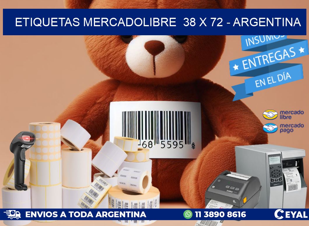 ETIQUETAS MERCADOLIBRE  38 x 72 - ARGENTINA