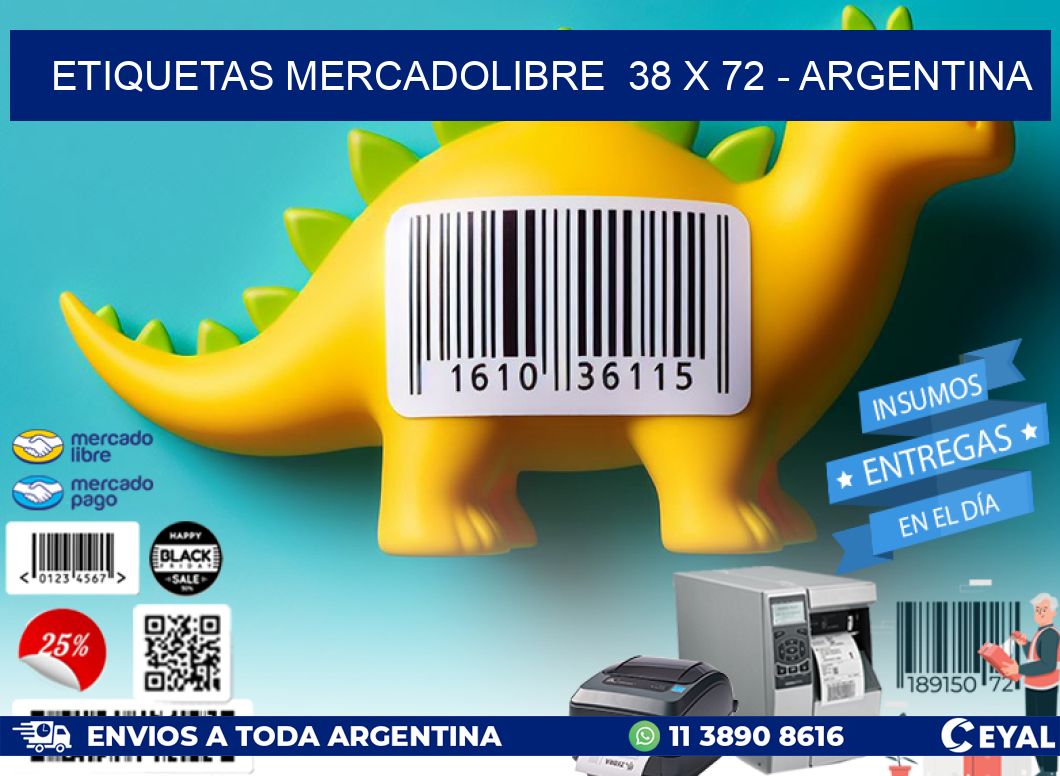 ETIQUETAS MERCADOLIBRE  38 x 72 - ARGENTINA