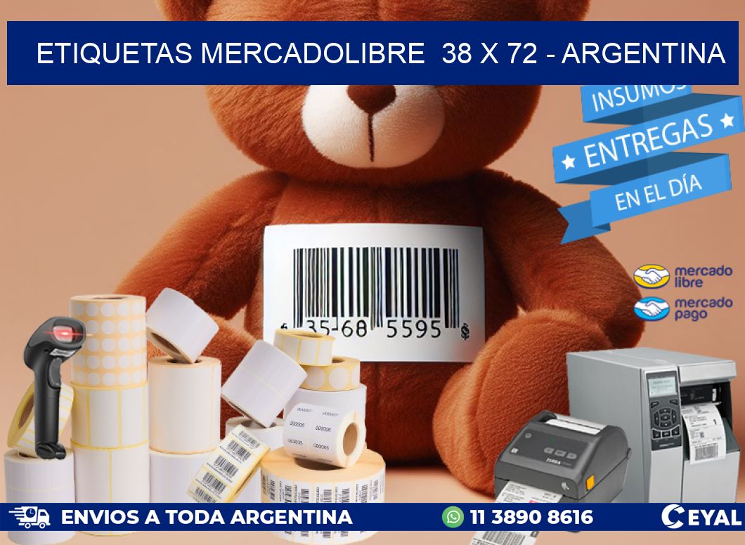 ETIQUETAS MERCADOLIBRE  38 x 72 - ARGENTINA
