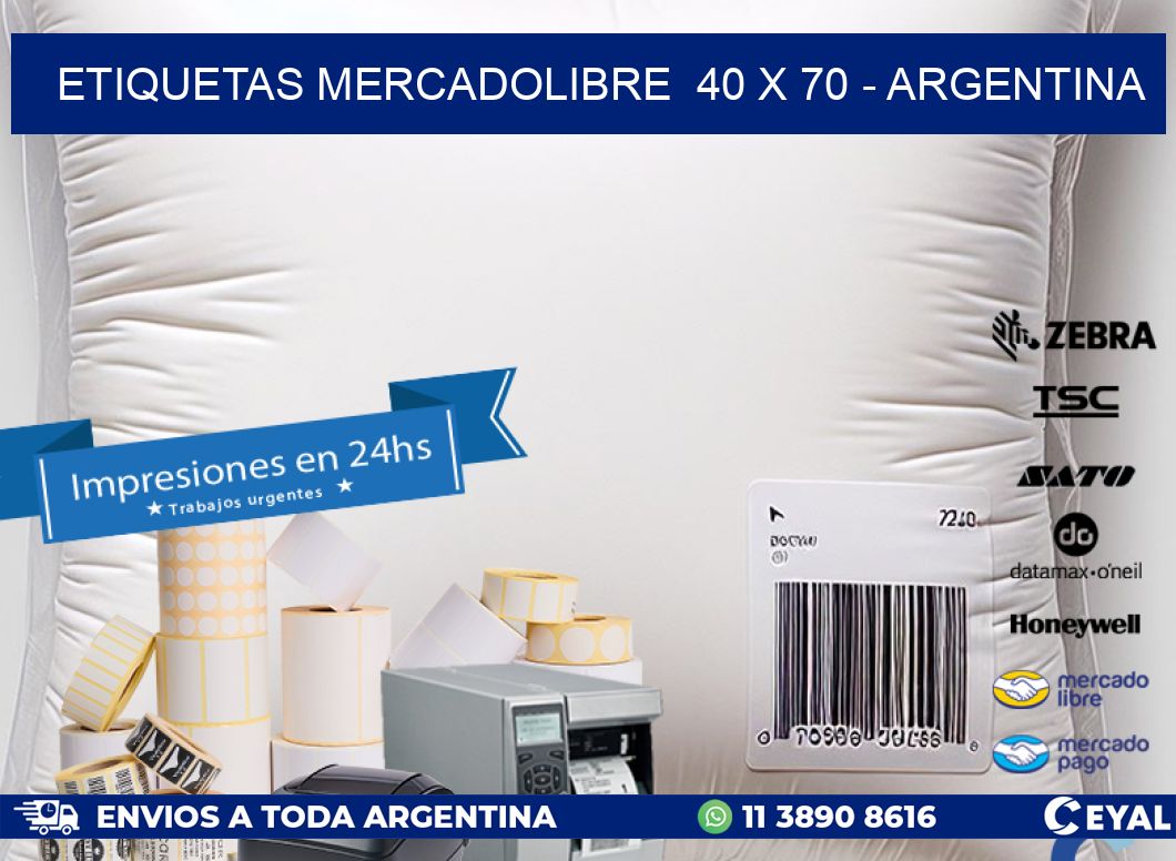 ETIQUETAS MERCADOLIBRE  40 x 70 - ARGENTINA