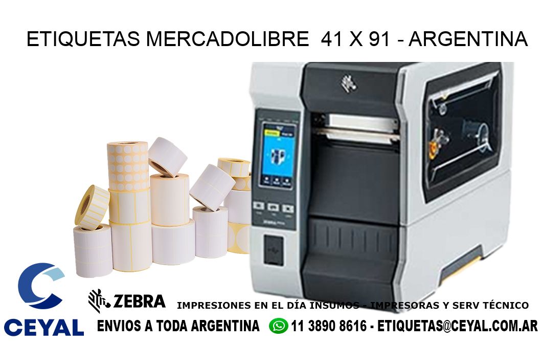 ETIQUETAS MERCADOLIBRE  41 x 91 - ARGENTINA