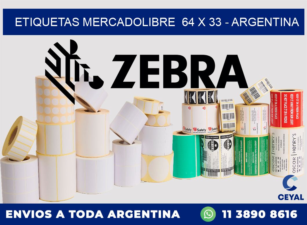 ETIQUETAS MERCADOLIBRE  64 x 33 – ARGENTINA