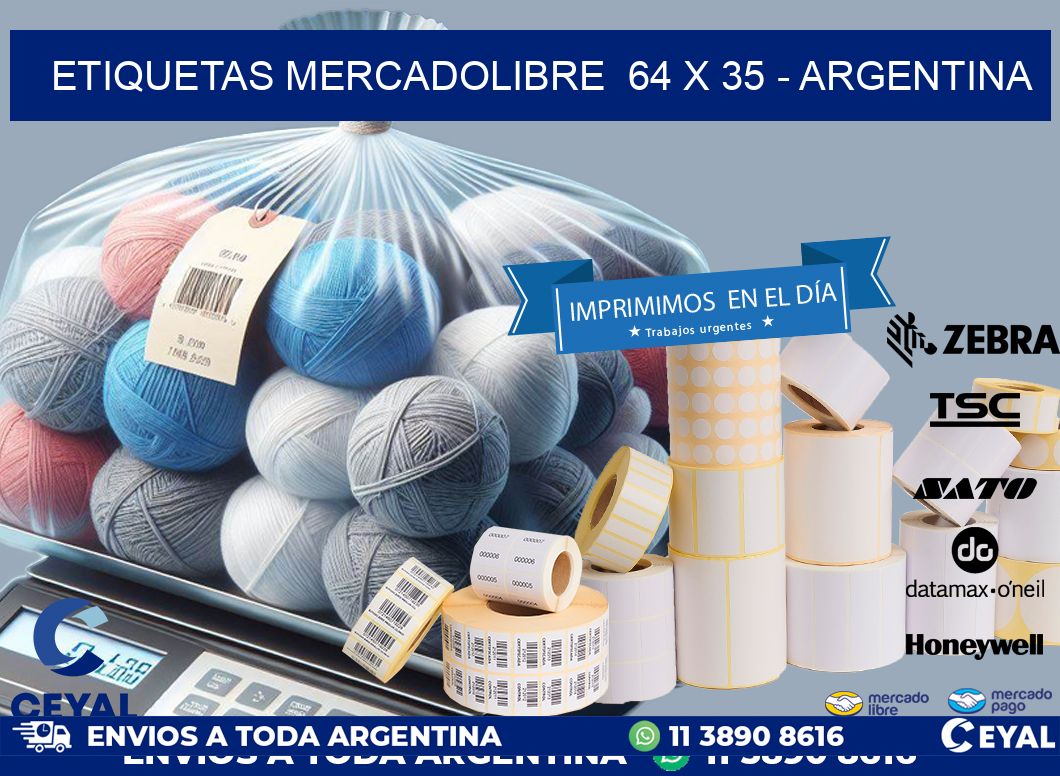 ETIQUETAS MERCADOLIBRE  64 x 35 - ARGENTINA