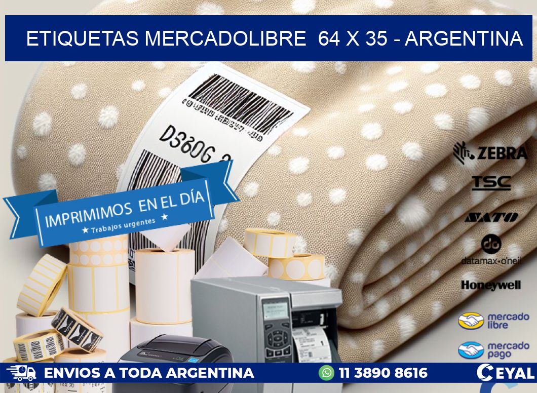 ETIQUETAS MERCADOLIBRE  64 x 35 - ARGENTINA