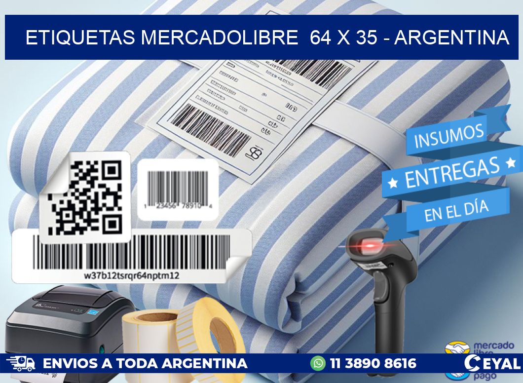 ETIQUETAS MERCADOLIBRE  64 x 35 - ARGENTINA